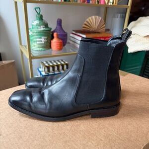 Everlane Square Toe Italian Leather Chelsea Boot Black 10